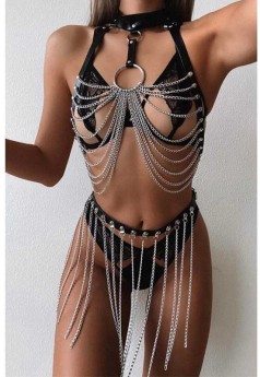 Zincirli Boyun Tasmalı Harness Set