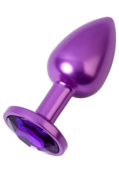 Metal Anal Plug, mor kristalli, 7,2 cm, Ø2,8 cm, 50 g