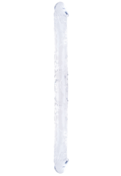 Censan Çift Taraflı Esnek Dildo 34 cm – Gerçekçi Dokulu Şeffaf Renk