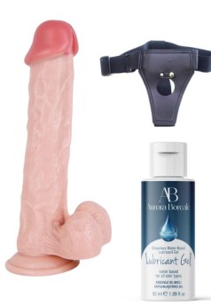 Censan Belden Bağlamalı Kayganlaştırıcı Set Noctis 30cm Realistik Dildo No:69