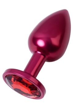 Metal Anal Plug, Metal, kırmızı, kırmızı kristalli, 7,2 cm, Ø2,8 cm, 50 g
