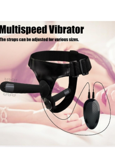 Censan Siyah Double Dong Titreşimli Belden Bağlamalı Çift Taraflı Bisex Dildo Vibratör
