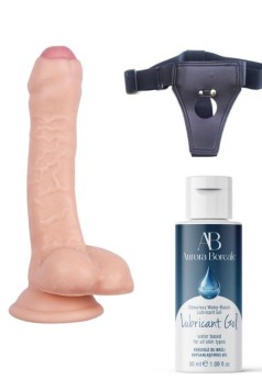 Censan Belden Bağlamalı Kayganlaştırıcı Set Noctis 18cm Realistik Dildo No:100