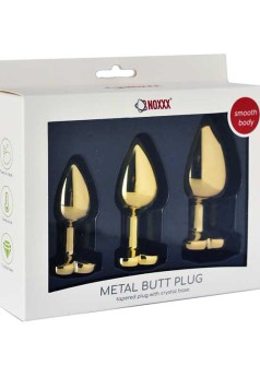 NOXXX Altın Renkli Kalpli Çelik Anal Plug - 3 Boy Set