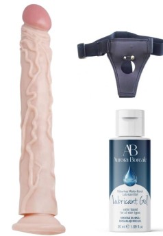 Censan Belden Bağlamalı Kayganlaştırıcı Set Noctis 34,5cm Realistik Dildo No:7