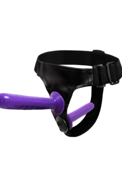 Censan Mor Double Dong Titreşimli Belden Bağlamalı Çift Taraflı Bisex Dildo Vibratör model 2