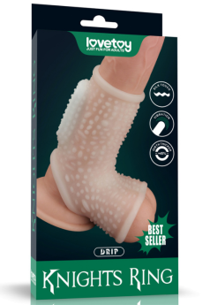 Censan Vibrating Drip Knights Ring with Scrotum Sleeve (Beyaz)