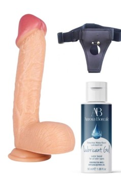 Censan Belden Bağlamalı Kayganlaştırıcı Set Noctis 34cm Realistik Dildo No:72