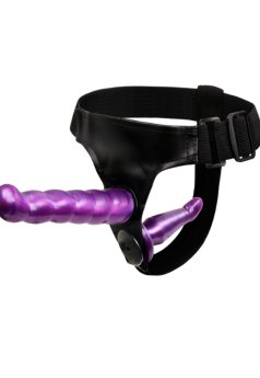 Censan Çift Taraflı Mor Renk Belden Bağlamalı Dildo
