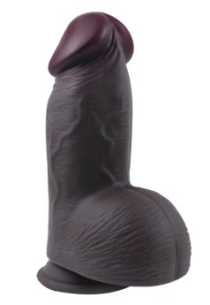 Censan Gerçekçi Tasarımlı Geniş Çaplı Vakum Tabanlı Silikon Dildo 21 cm Siyah