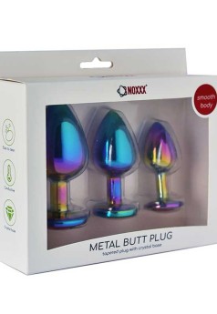 NOXXX Taşlı Çok Renkli Çelik Anal Plug - 3 Boy Set