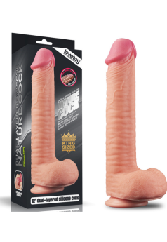 Censan 12 İnç Dual Layered Platinum Silicone Cock Dildo