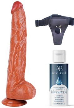 Censan Belden Bağlamalı Kayganlaştırıcı Set Noctis 32cm Melez Dildo No:6