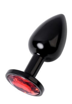 Censan Metal Anal Plug, Metal, siyah, kırmızı kristalli, 7,2 cm, Ø2,8 cm, 50 g