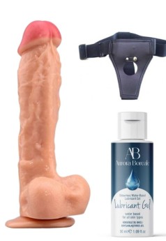 Censan Belden Bağlamalı Kayganlaştırıcı Set Noctis 23cm Realistik Dildo No:22