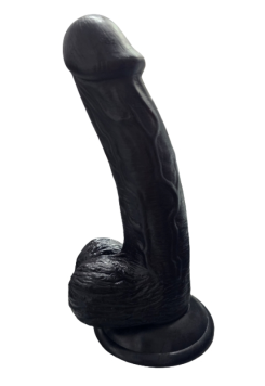 Gerçekçi Testisli Siyah Dildo 19 cm