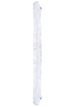 Censan Çift Taraflı Esnek Dildo 34 cm – Gerçekçi Dokulu Şeffaf Renk