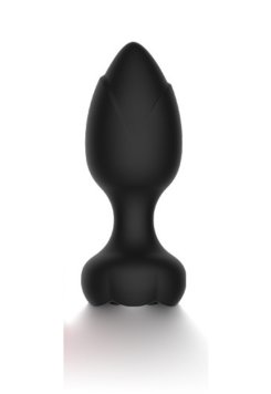 Censan Telefon Kontrollü Full Covered Rubber Rose Anal Plug – Siyah