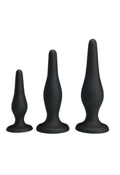 Censan Siyah Silikon Anal Tıkaç Set