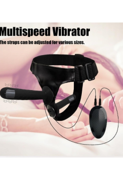 Censan Siyah Double Dong Titreşimli Belden Bağlamalı Çift Taraflı Bisex Dildo Vibratör
