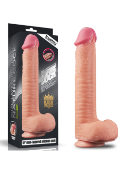 Censan 12 İnç Dual Layered Platinum Silicone Cock Dildo