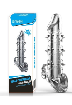 Censan Wolf Warrior Crystal Şeffaf Dokulu Penis Kılıfı – Esnek TPE Malzeme, Gerçekçi His, 13.8 cm