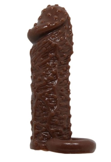 Censan 4 cm Uzatmalı Damarlı Penis Kılıfı Esmer