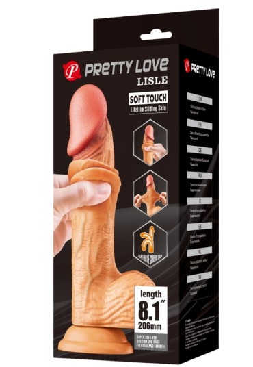 Censan Lisle 8.1 İnç Kıkırdak Yapılı Gerçek Deri Yapılı Dildo