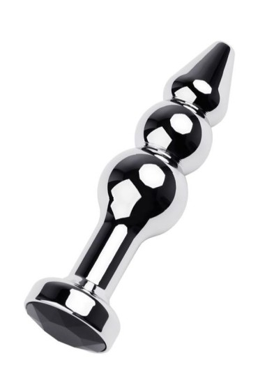 CENSAN Anal Plug Metal gümüş siyah kristalli 11 cm