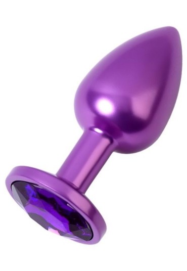 Metal Anal Plug, mor kristalli, 7,2 cm, Ø2,8 cm, 50 g