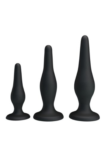 Censan Siyah Silikon Anal Tıkaç Set