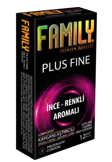 Family Plus Fine - Süper İnce, Renkli Ve Meyve Aromalı - Renkli Geceler Prezervatif