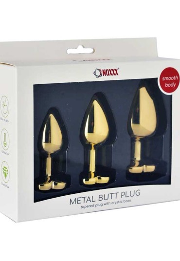 NOXXX Altın Renkli Kalpli Çelik Anal Plug - 3 Boy Set