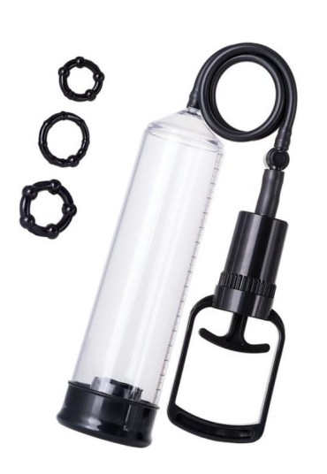 Censan 3 halkalı Penis Pompası, PVC siyah 23,5 cm 3 halkalı