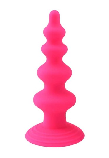 Censan Vantuzlu Boğumlu Silikon Anal Plug Pembe