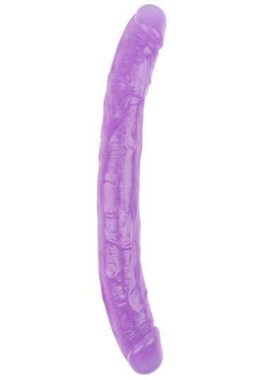 Hi-Rubber Şeffaf Jel Çift Taraflı Dildo - 32.5cm Mor