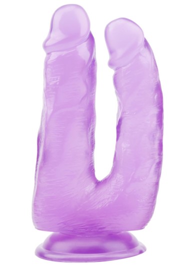 Hi-Rubber Şeffaf Jel İkili Dildo - 18cm Mor