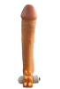 Gerçekçi Penis Kılıfı Et Dokusunda Titreşimli Testis Geçmeli 20 cm