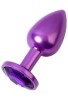 Metal Anal Plug, mor kristalli, 7,2 cm, Ø2,8 cm, 50 g