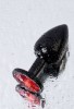 Censan Metal Anal Plug, Metal, siyah, kırmızı kristalli, 7,2 cm, Ø2,8 cm, 50 g