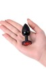 Censan Metal Anal Plug, Metal, siyah, kırmızı kristalli, 7,2 cm, Ø2,8 cm, 50 g