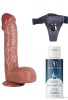 Censan Belden Bağlamalı Kayganlaştırıcı Set Noctis 34cm Kahverengi Dildo No:72