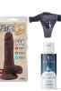 Censan Belden Bağlamalı Kayganlaştırıcı Set Flatterer Kıkırdaklı Gerçekçi Dildo - 18.6cm Zenci
