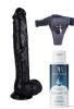 Censan Belden Bağlamalı Kayganlaştırıcı Set Noctis 30cm Siyah Dildo No:39