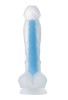 Censan Beyond Mavi Matt Glow Gece Parlayan Dildo, Silikon, Şeffaf, 18 cm