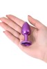 Metal Anal Plug, mor kristalli, 7,2 cm, Ø2,8 cm, 50 g